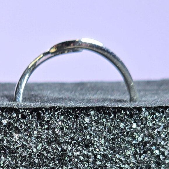 Sterling Silver Wave Ring With Simulated Blue Opal Inlay Size 10 - Picture 4 of 7